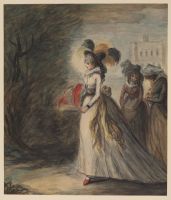 Lady and two maids going for a walk (Adelaide first seen in the gardens of Bagnieres)