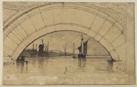 View through the arch of a bridge