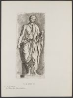 Male figure with scroll Plate 73 from Signorum veterum icones, 100 plates plus  title-page, of etchings after classical sculpture, dedicated to  Johannes Wtenbogaard and Constantijn Huygens