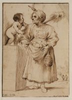 Old seamstress with a small child