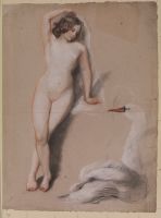 Female nude and a swan