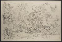 Mythological scene with figures in a boat