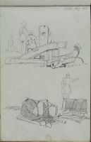 A cabestan with figure pulling rope, fishing traps