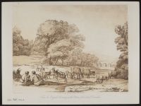 Landscape with two herdsmen, goats and cattle