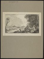 Landscape with a woman watching a shepherd playing a pipe