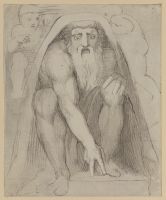 Bearded man seated under a rock
