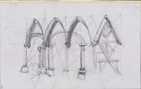 Perspectival Construction of a Row of Gothic Arches (recto)