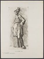 Standing female figure with helmet Plate 90 from Signorum veterum icones, 100 plates plus  title-page, of etchings after classical sculpture, dedicated to  Johannes Wtenbogaard and Constantijn Huygens