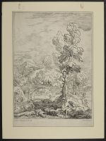 Plate 76: Landscape with rider crossing a bridge over a stream