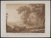 Landscape with cattle and goats, a river and two figures