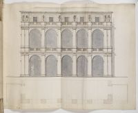 Front elevation and plan of an unidentified porticoed building