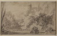 Landscape with mountain stream (recto)