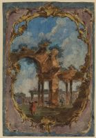 Decorative panel with landscape and classical ruins