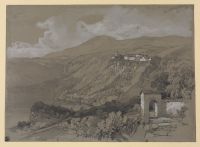 View of Nemi, the lake and town
