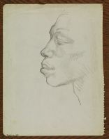 Male head in profile (recto and verso)