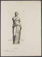 Standing female statue with missing arms ( Plate 100 from Signorum veterum icones, 100 plates plus  title-page, of etchings after classical sculpture, dedicated to  Johannes Wtenbogaard and Constantijn Huygens)