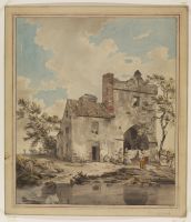 Irish landscape with a house and figures