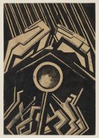 Vorticist composition with figures, black and white