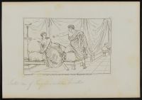 Lucretia lying on a bed, about to be raped by Tarquinus Sextus