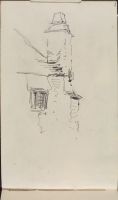 Detail of house and chimney (recto)
