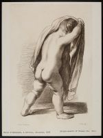 Figure of a boy hiding under a cloak