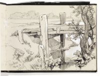 Detail of wooden bridge over stream