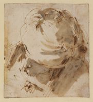 Head of a man wearing a turban, from above