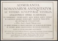 Admiranda Romanarum Antiquitatum ac Veteris Sculpturae Vestigia