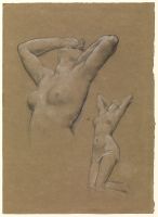 Two studies of a female nude for 'And the Sea gave up the Dead which were in it'