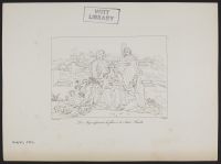 Angels giving flowers to the Holy Family (Des Anges apportent des fleurs à la Sainte Famille)