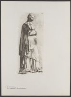 Antique sculpture of a woman (arms missing), side view Plate 37 from Signorum veterum icones, 100 plates plus  title-page, of etchings after classical sculpture, dedicated to  Johannes Wtenbogaard and Constantijn Huygens