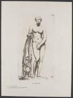 Standing female nude with cloth Plate 46 from Signorum veterum icones, 100 plates plus  title-page, of etchings after classical sculpture, dedicated to  Johannes Wtenbogaard and Constantijn Huygens