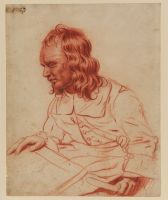 Half-length seated figure of a leather worker