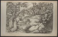 Landscape with a man kneeling in a landscape