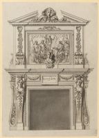 Design for the hall chimney piece of Houghton Hall, Norfolk,  with marble bust of Sir Robert Walpole by Rysbrack