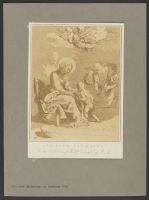 Virgin teaching Christ to read, sketches of other figures, cupids hovering above