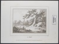 Landscape with tree and three figures