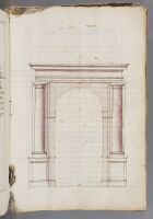 Page 7. Arched doorway framed with Tuscan columns and cornice (recto)