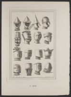 Sixteen views of helmets of Kings and ancient Barons