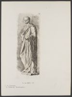 Oblique view, male figure with scroll Plate 74 from Signorum veterum icones, 100 plates plus  title-page, of etchings after classical sculpture, dedicated to  Johannes Wtenbogaard and Constantijn Huygens