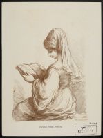 Sibyl seated reading a book