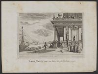 Unloading of a ship in Venice, by a portico
