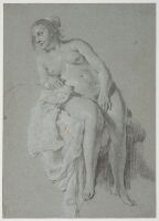 Seated female nude, in drapery