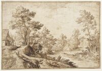 Landscape with river and village