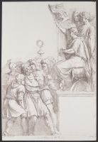 A defeated leader brought before a Roman Emperor