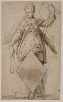 Allegorical female figure holding a kite: Temperance?
