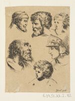 Six Heads of Male Figures