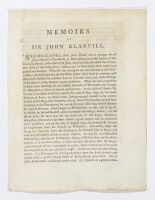 Memoirs of Sir John Glanvill