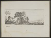 Landscape with buildings by a river