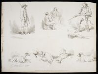 Studies of figures and dogs
